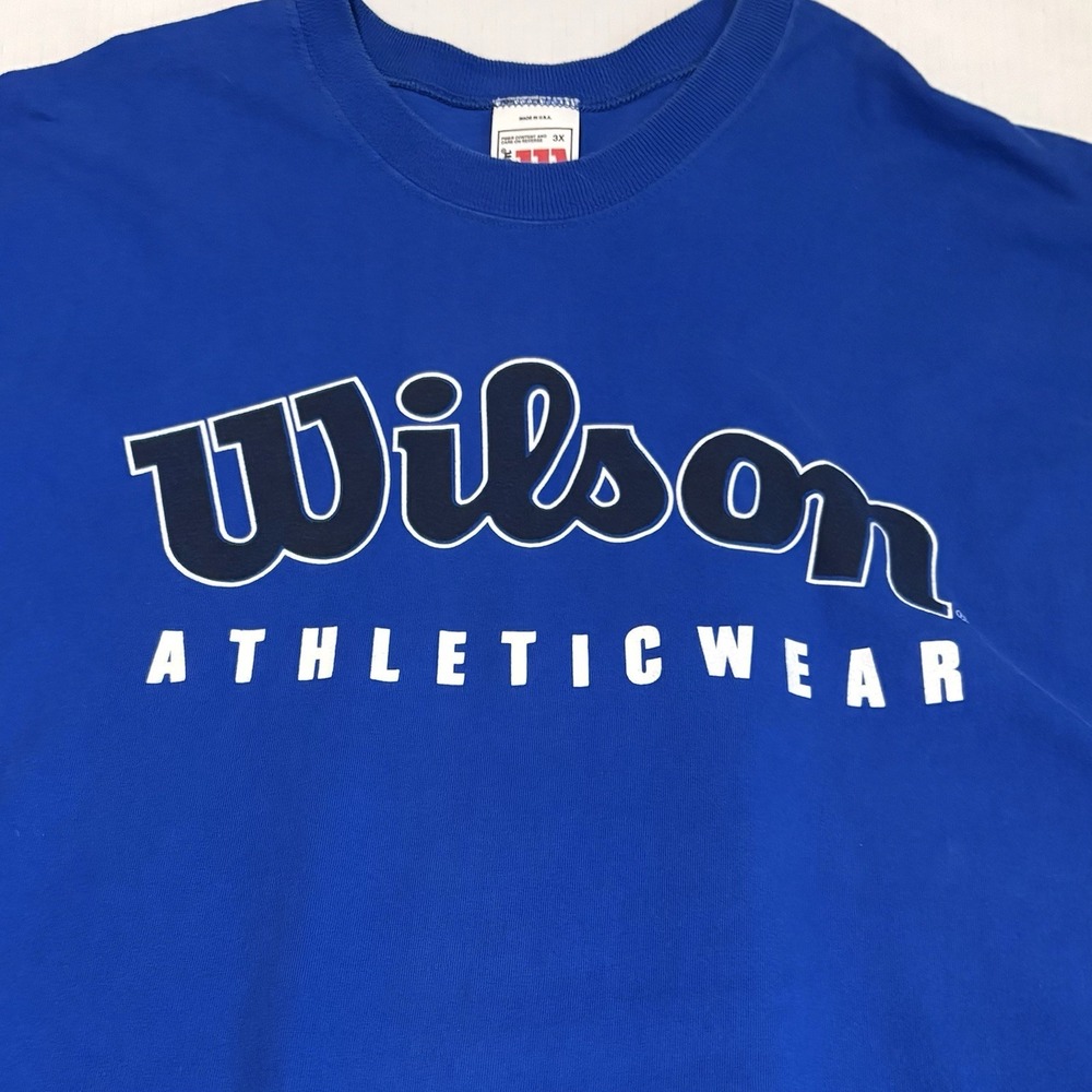 Wilson Athleticwear T Shirt Men's 3XL Blue Big Men Logo Graphic Made USA Cotton